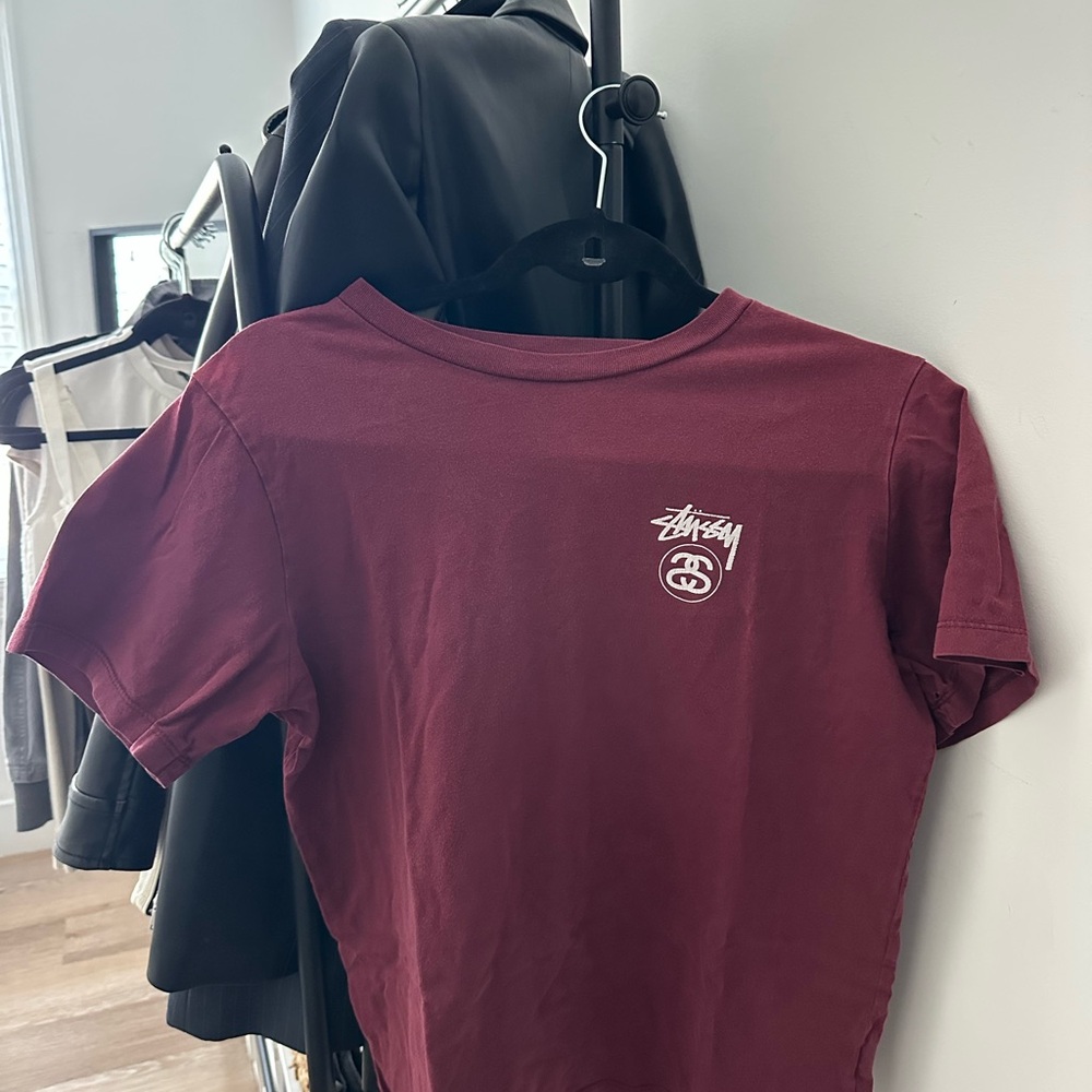 Stussy Maroon Crewneck Tee